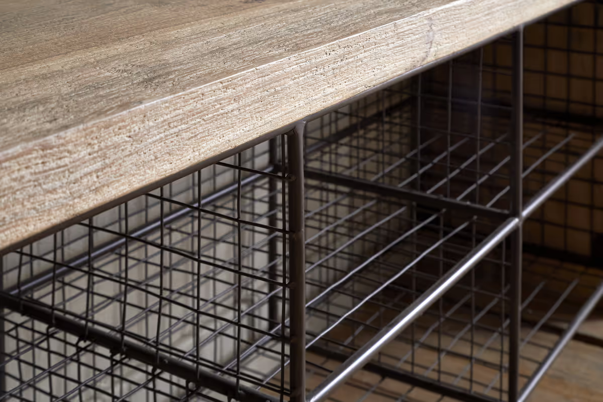 Nkuku - Abha Reclaimed Wood & Iron Storage Bench - Natural