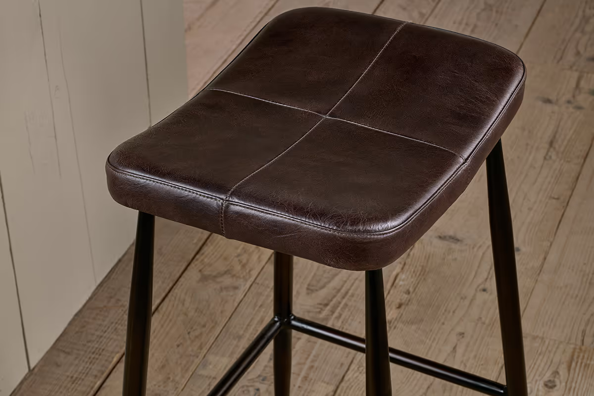 Nkuku - Samaira Leather Counter Stool - Dark Brown