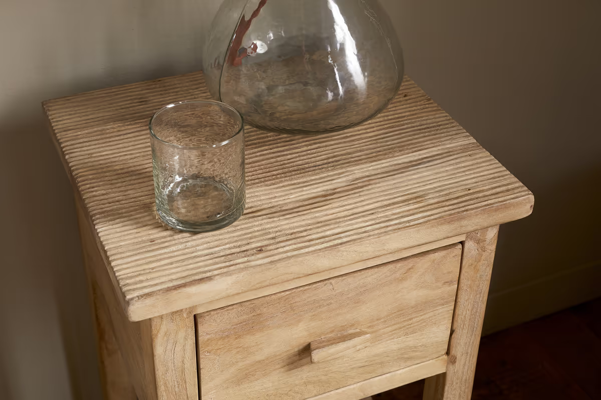 Nkuku - Vivan Grooved Bedside Table - Natural