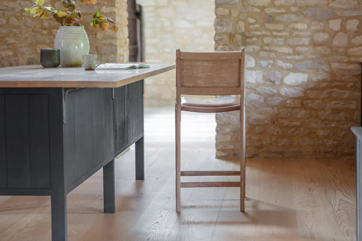 Nkuku - Nayan Leather & Jute Counter Chair - Tan