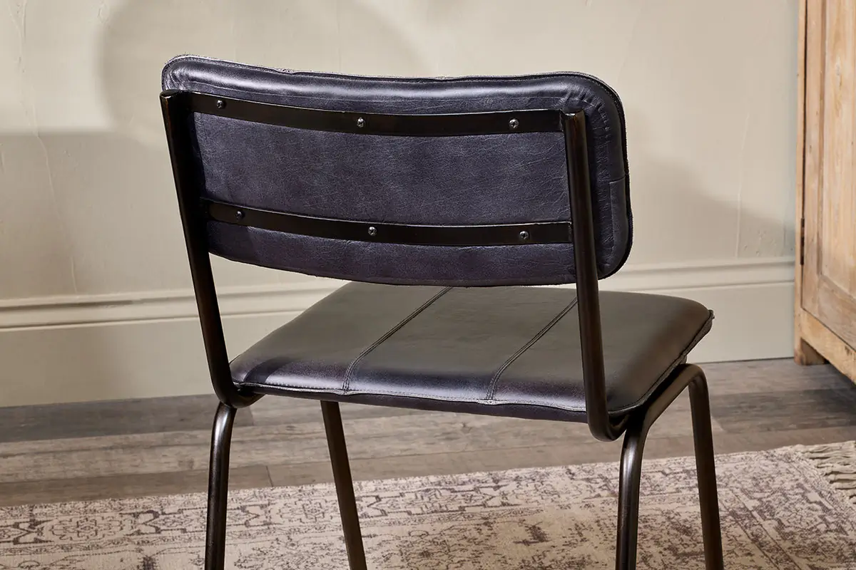 Nkuku - Ukari Leather Dining Chair - Aged Black