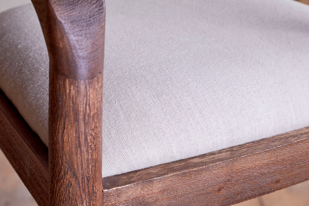 Nkuku - Anbu Acacia Upholstered Counter Chair - Washed Walnut