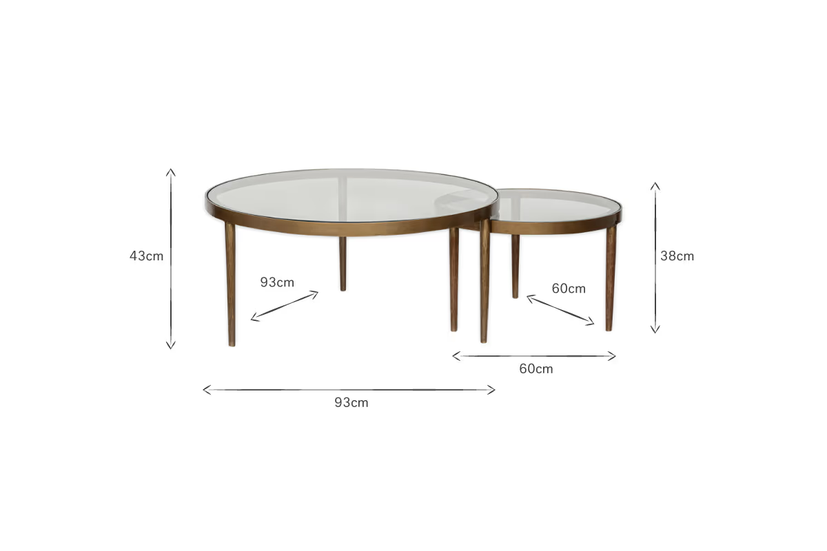 Nkuku - Jiya Iron & Glass Nested Coffee Tables - Brass