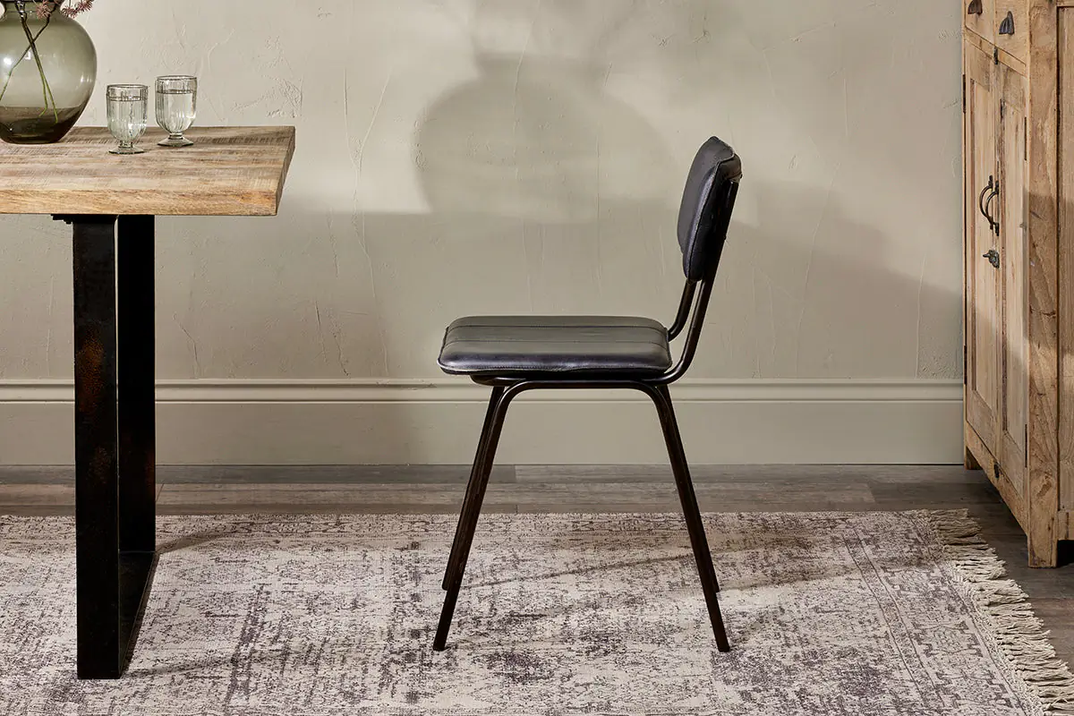Nkuku - Ukari Leather Dining Chair - Aged Black
