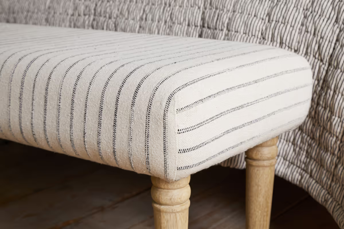 Nkuku - Sanja Stripe Upholstered Bench - Grey