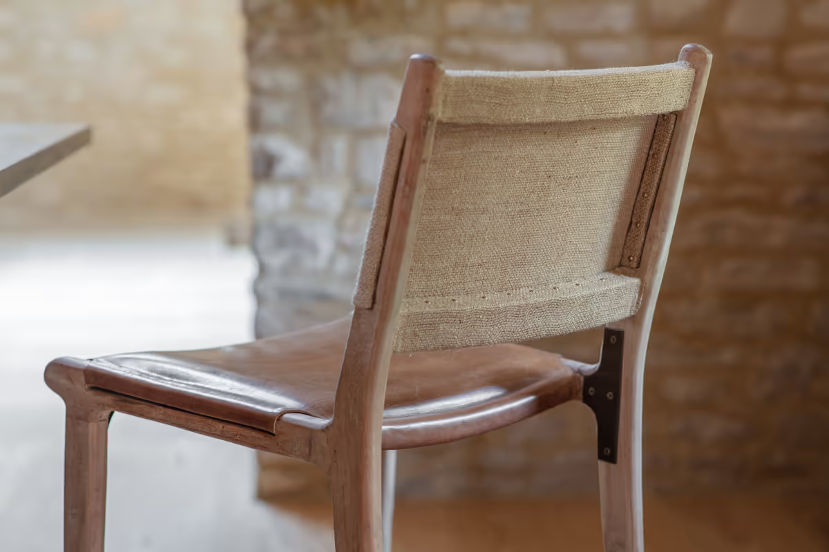 Nkuku - Nayan Leather & Jute Counter Chair - Tan
