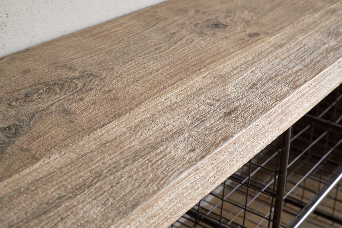 Nkuku - Abha Reclaimed Wood & Iron Storage Bench - Natural
