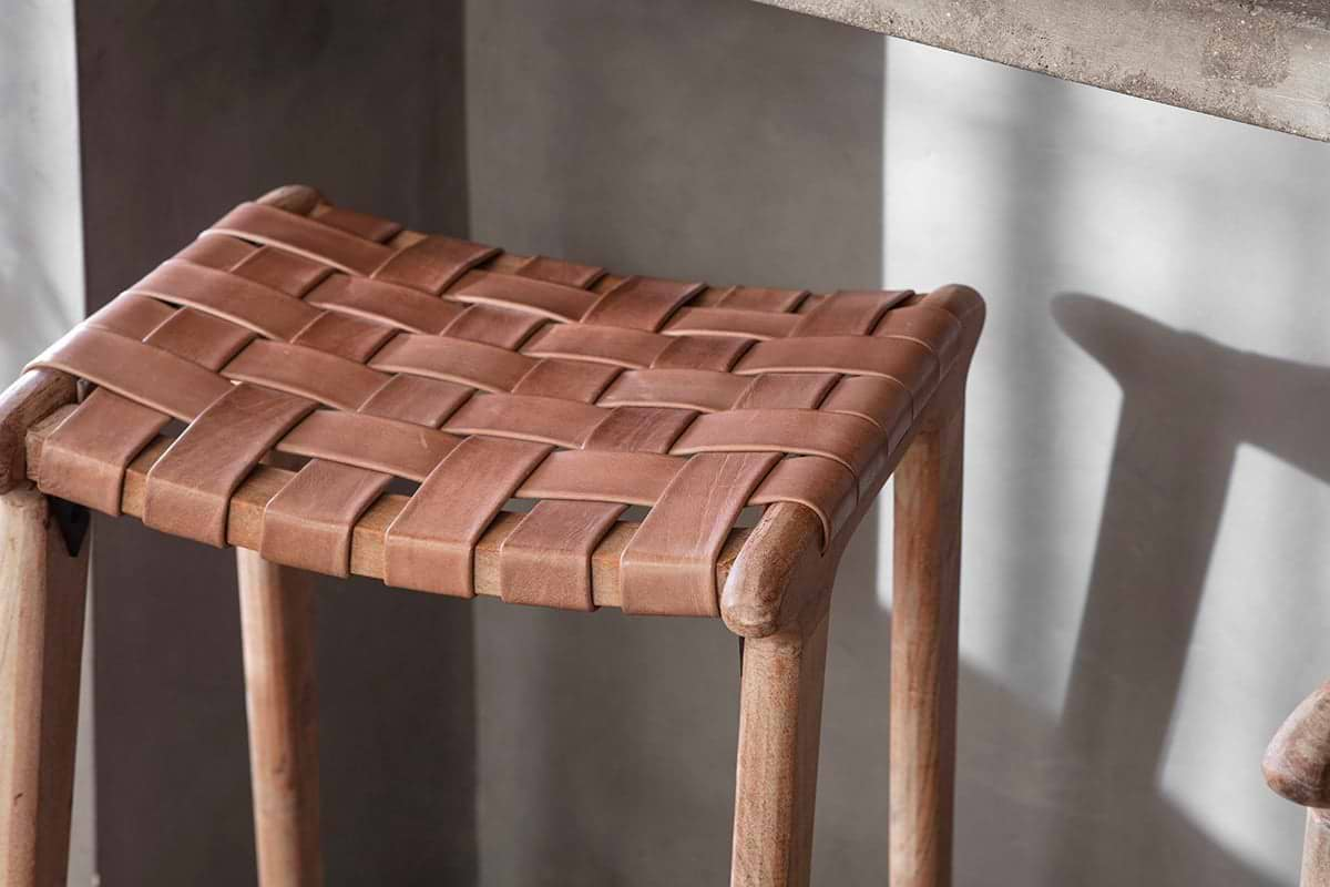 Nkuku - Adembi Woven Leather Counter Stool