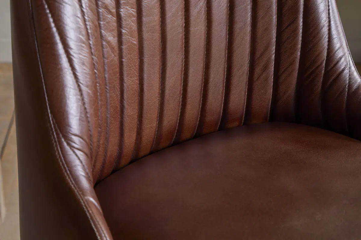 Nkuku - Harsha Leather Counter Chair - Chocolate Brown