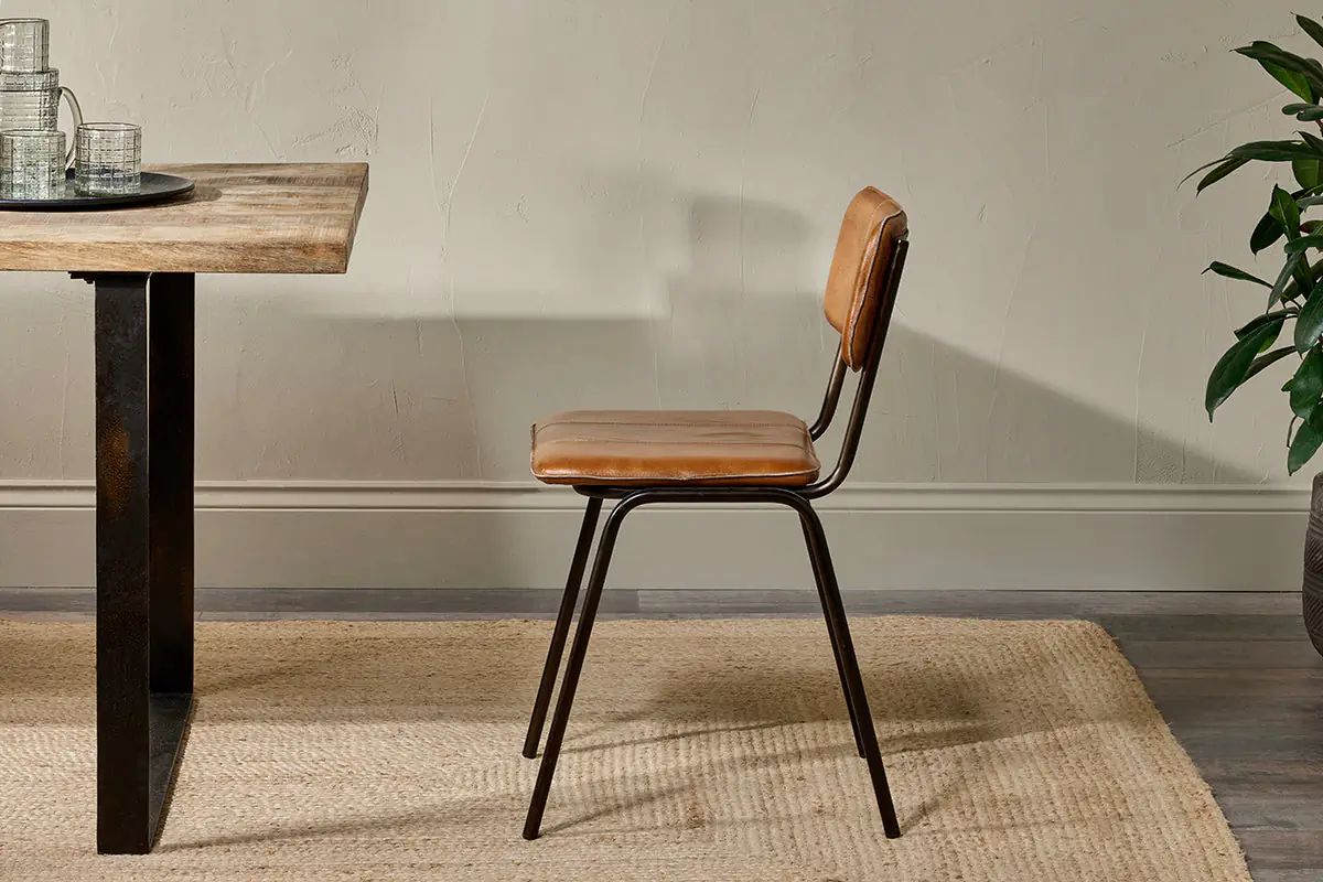 Nkuku - Ukari Leather Dining Chair - Aged Tan