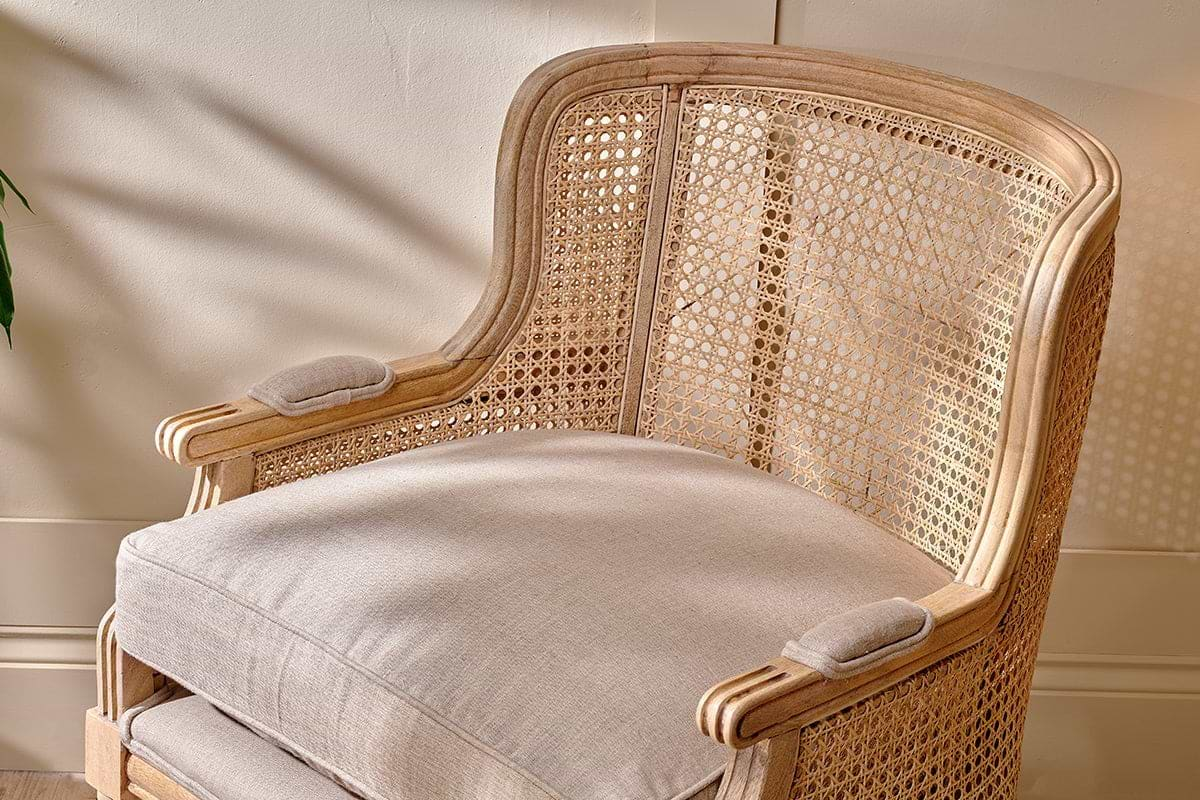 Nkuku - Kaziria Cane & Linen Armchair - Natural