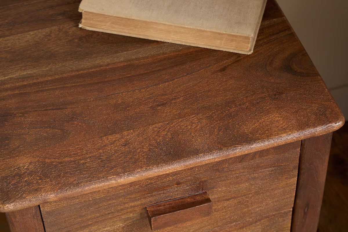 Nkuku - Anbu Acacia Bedside Table - Washed Walnut