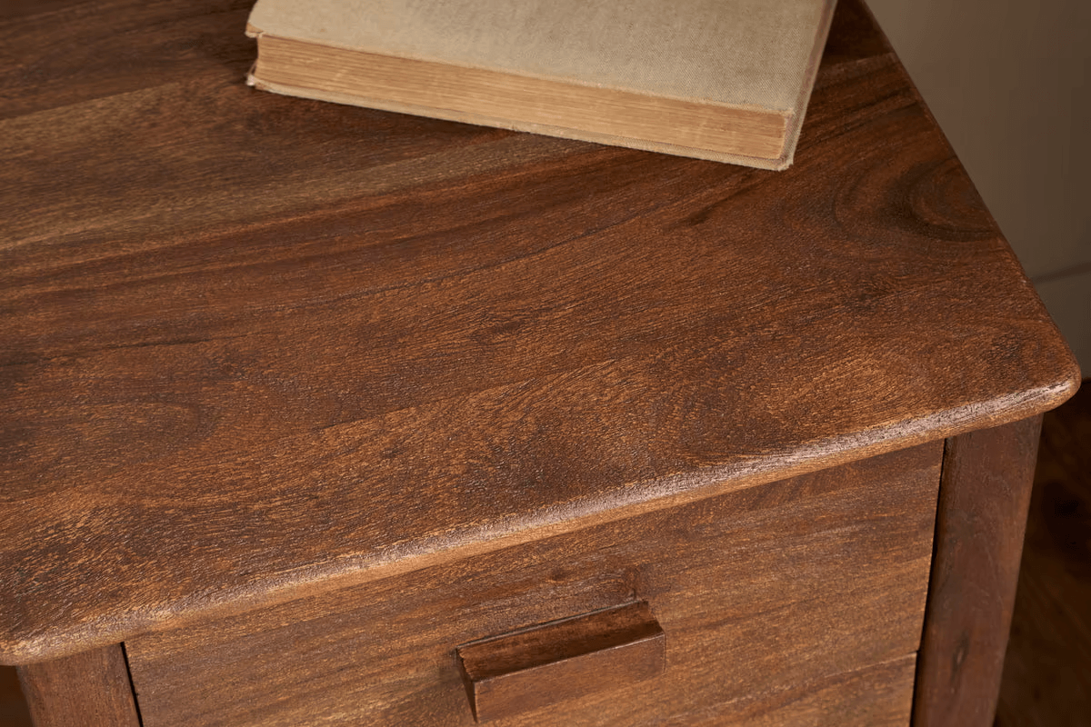 Nkuku - Anbu Acacia Bedside Table - Washed Walnut