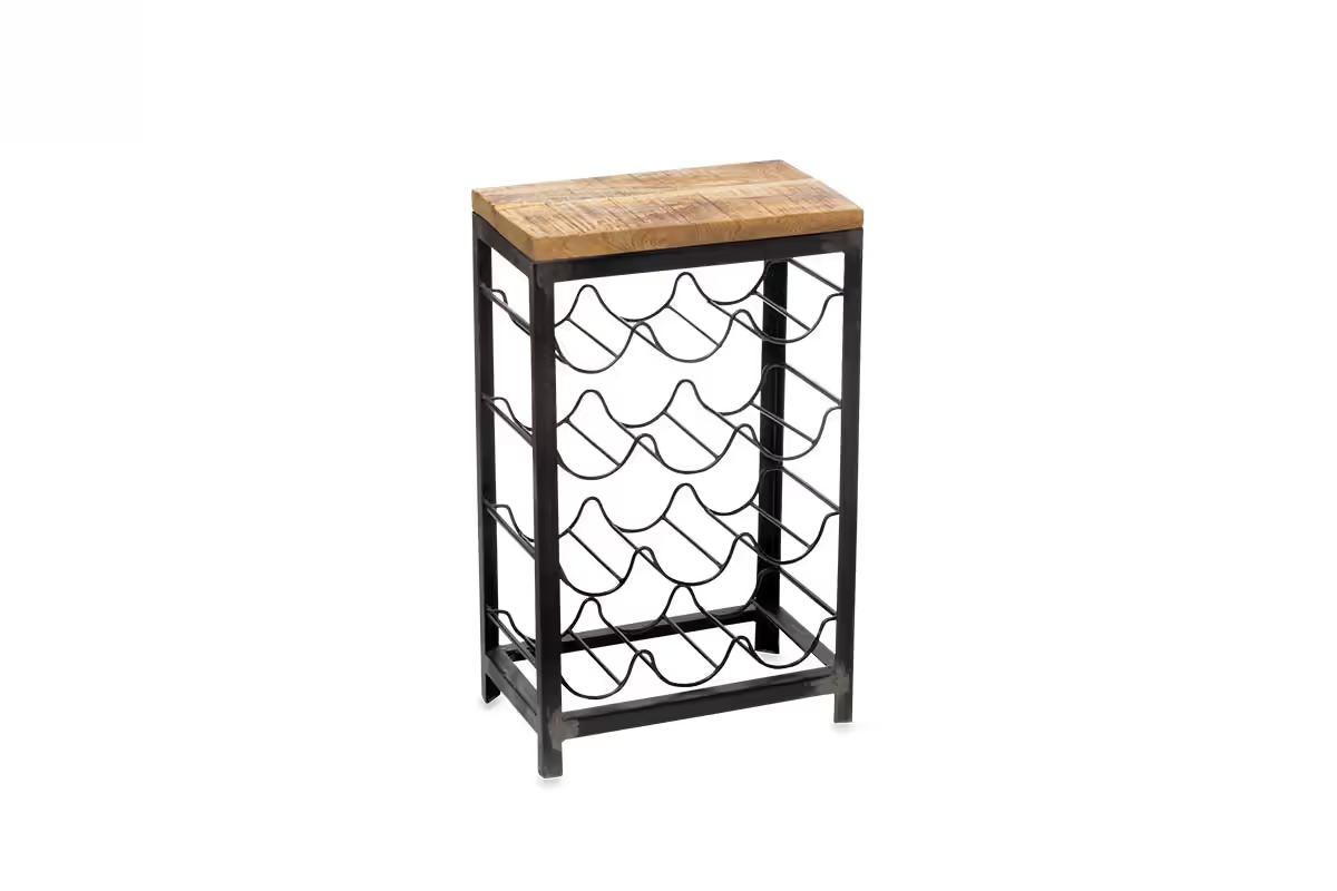 Nkuku - Obra Industrial Wine Rack - Mango Wood & Iron - Small