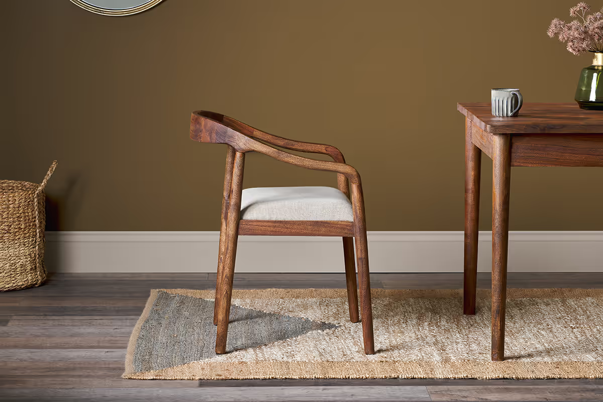 Nkuku - Anbu Acacia Upholstered Dining Chair - Washed Walnut