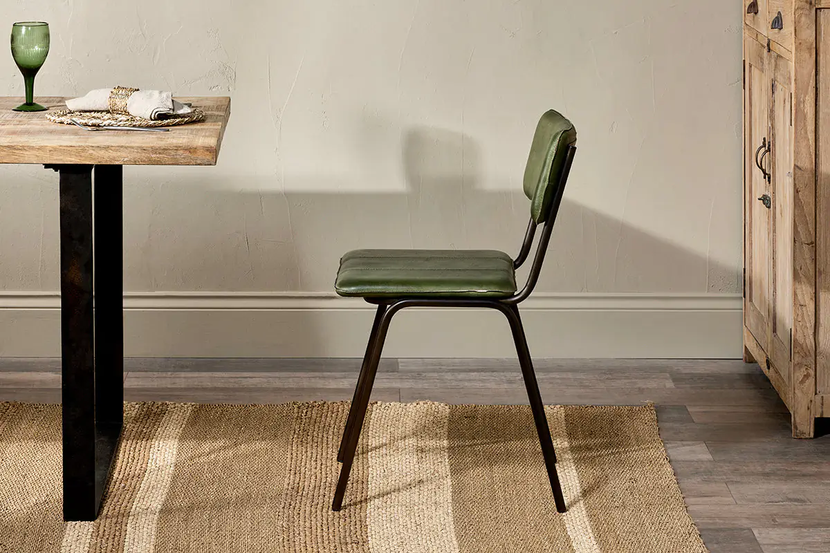 Nkuku - Ukari Leather Dining Chair - Rich Green
