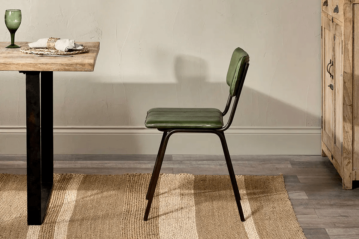Nkuku - Ukari Leather Dining Chair - Rich Green
