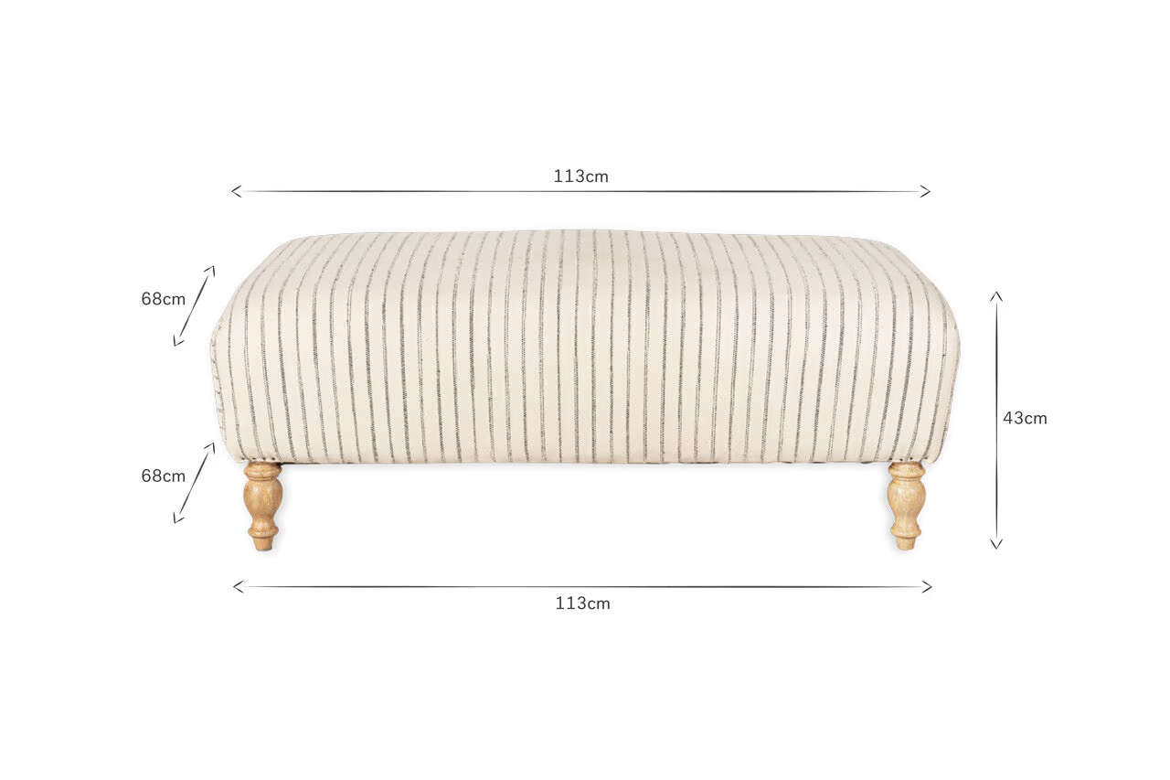 Nkuku - Sanja Stripe Upholstered Ottoman - Off White