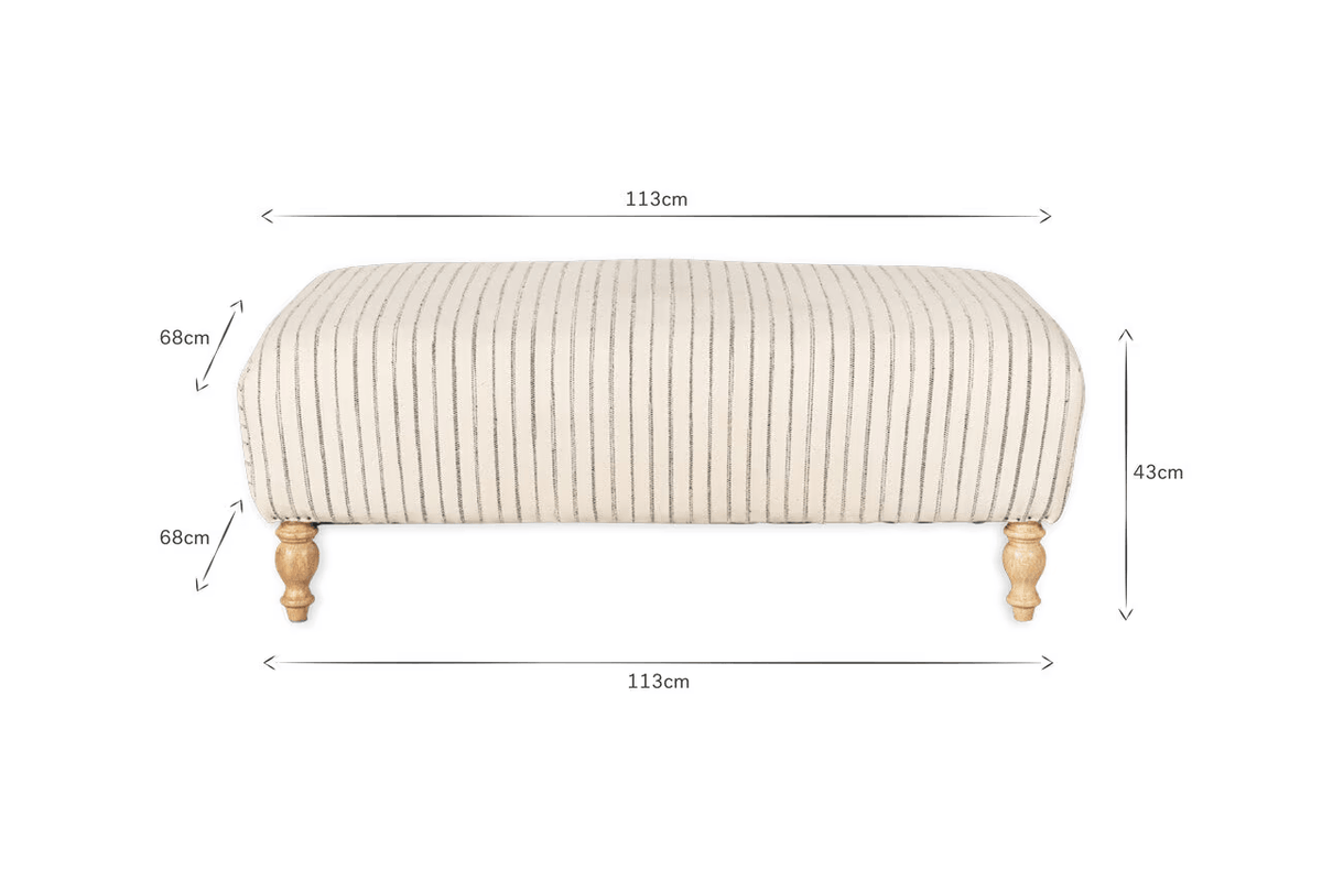 Nkuku - Sanja Stripe Upholstered Ottoman - Off White