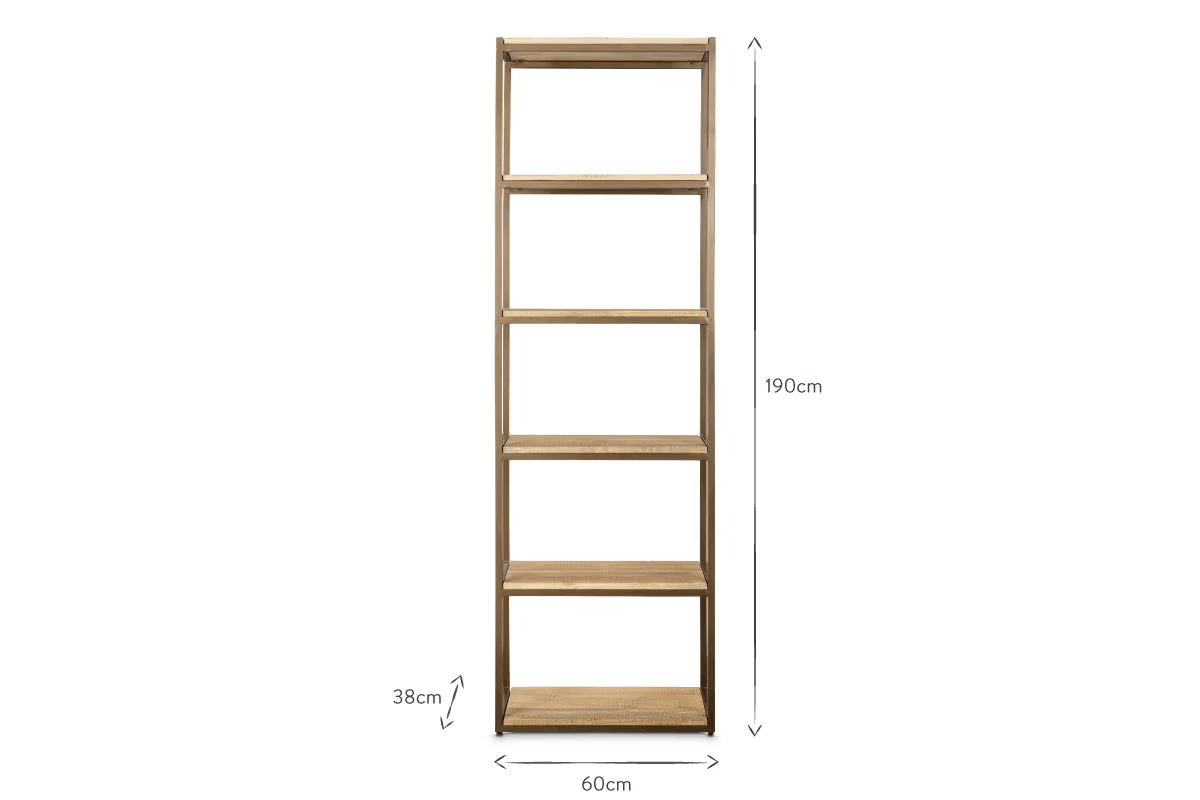 Nkuku - Marjori Mango Wood And Iron Standing Shelves - Narrow