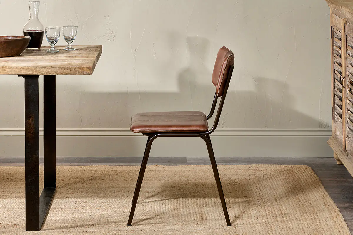 Nkuku - Ukari Leather Dining Chair - Chocolate Brown