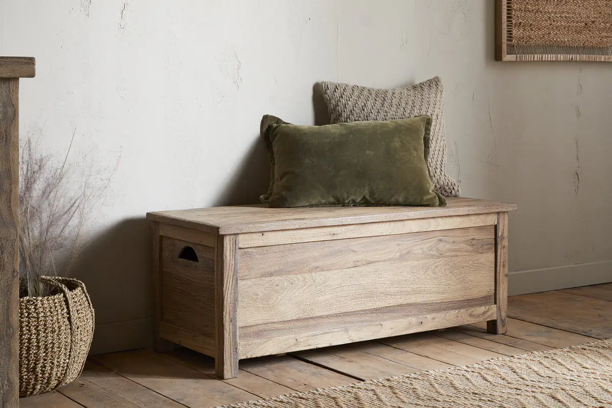 Nkuku - Karadi Reclaimed Wood Storage Bench - Natural
