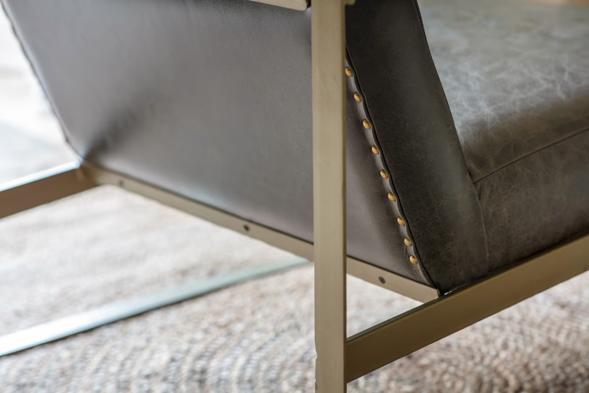 Nkuku - Adra Leather & Brass Occasional Chair - Moss Green