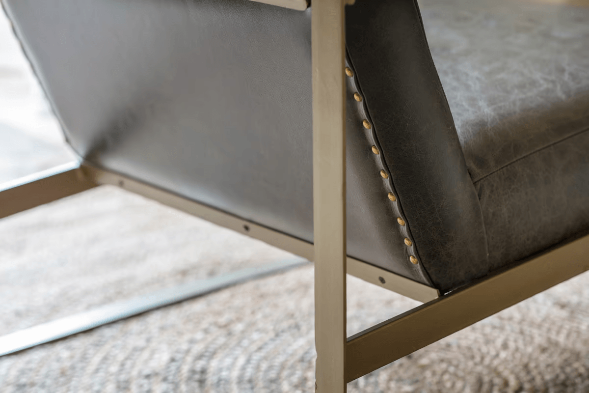 Nkuku - Adra Leather & Brass Occasional Chair - Moss Green