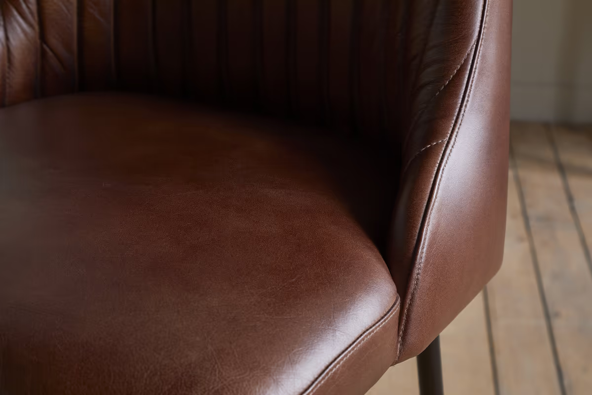 Nkuku - Harsha Leather Counter Chair - Chocolate Brown