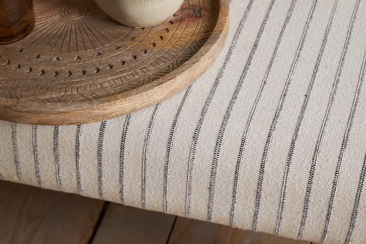 Nkuku - Sanja Stripe Upholstered Bench - Grey