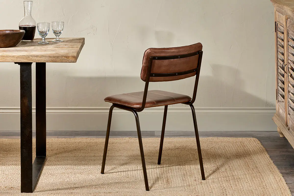 Nkuku - Ukari Leather Dining Chair - Chocolate Brown