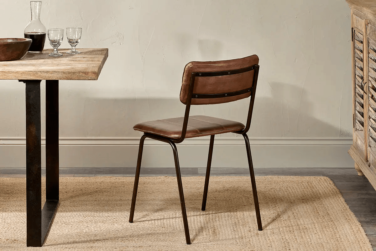 Nkuku - Ukari Leather Dining Chair - Chocolate Brown