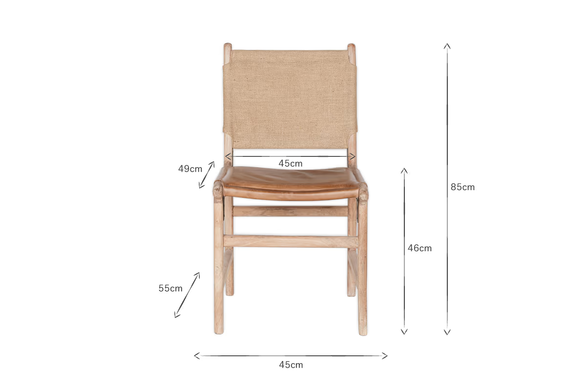 Nkuku - Nayan Leather & Jute Dining Chair - Tan