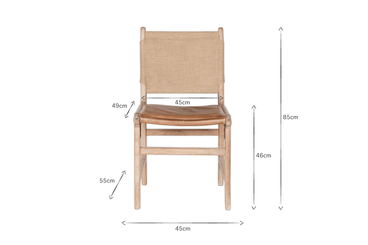Nkuku - Nayan Leather & Jute Dining Chair - Tan