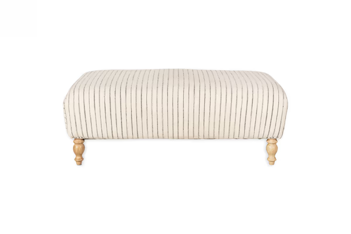 Nkuku - Sanja Stripe Upholstered Ottoman - Off White
