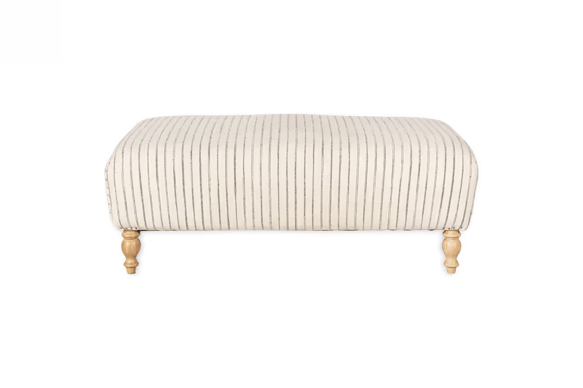 Nkuku - Sanja Stripe Upholstered Ottoman - Off White