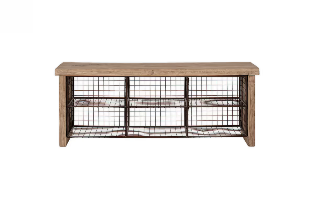 Nkuku - Abha Reclaimed Wood & Iron Storage Bench - Natural