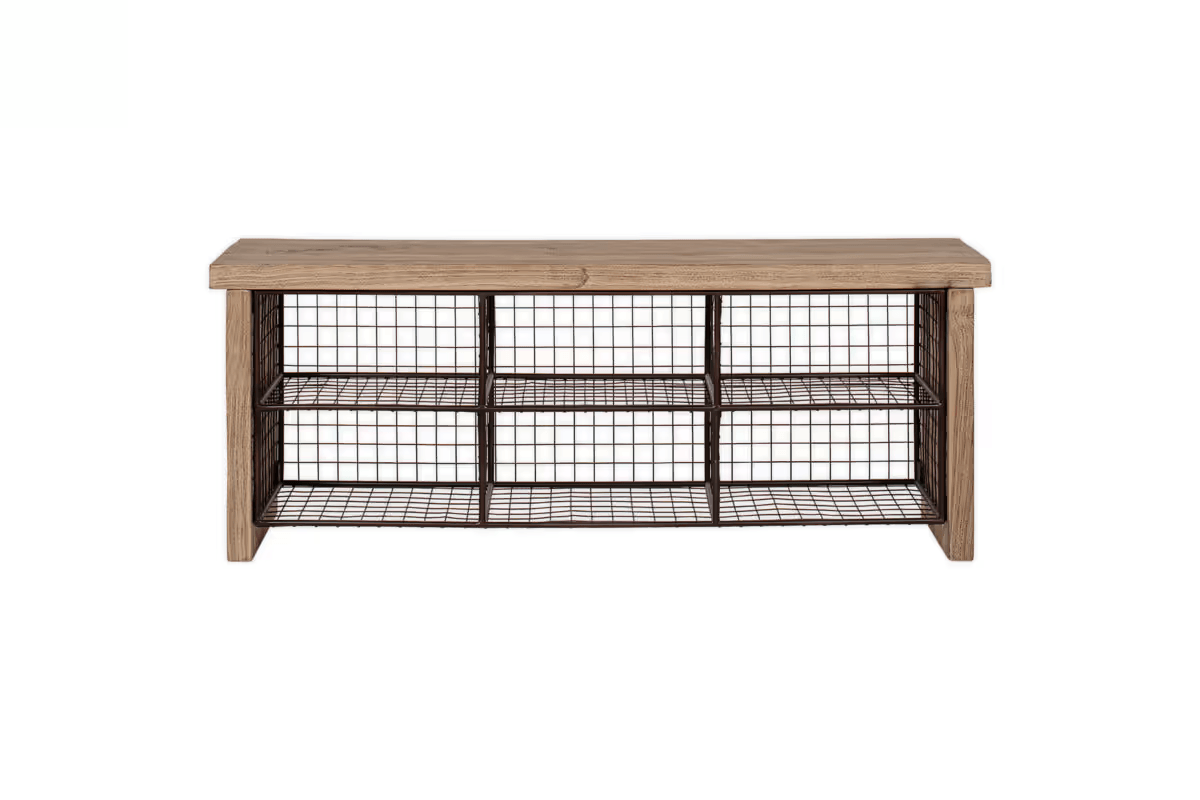 Nkuku - Abha Reclaimed Wood & Iron Storage Bench - Natural