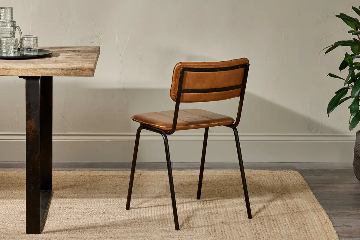 Nkuku - Ukari Leather Dining Chair - Aged Tan