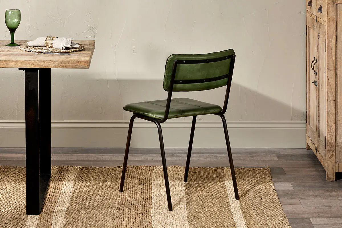 Nkuku - Ukari Leather Dining Chair - Rich Green