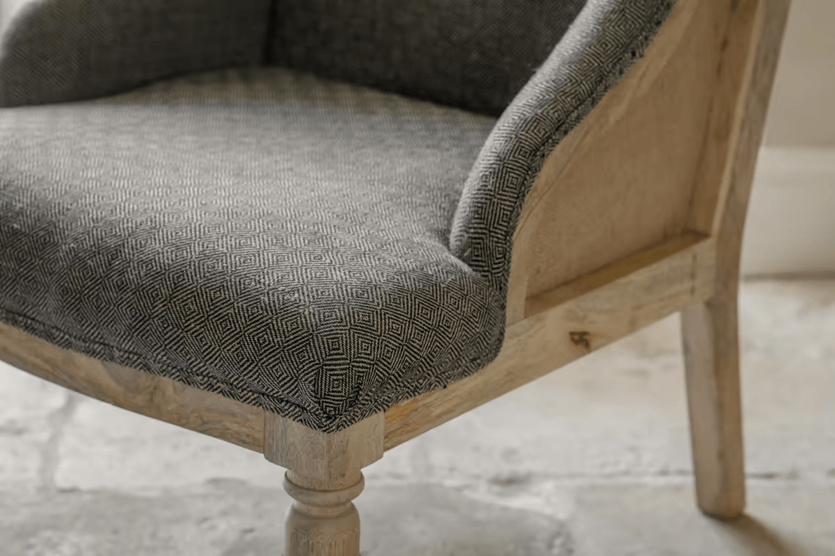 Nkuku - Elbu Deconstructed Jacquard Weave Armchair - Charcoal