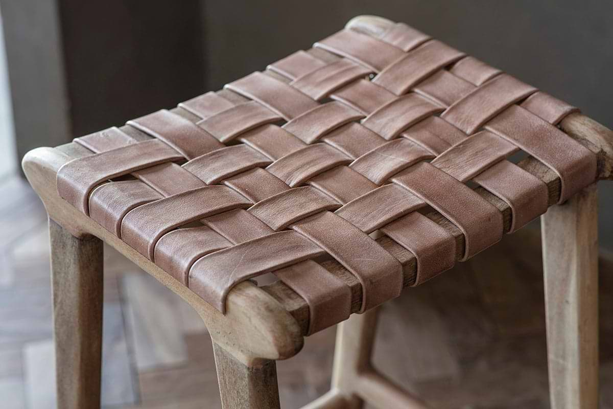 Nkuku - Adembi Woven Leather Counter Stool