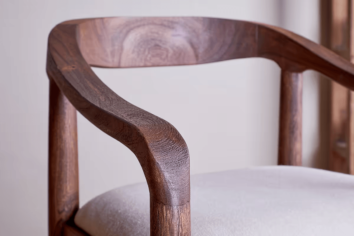 Nkuku - Anbu Acacia Upholstered Counter Chair - Washed Walnut