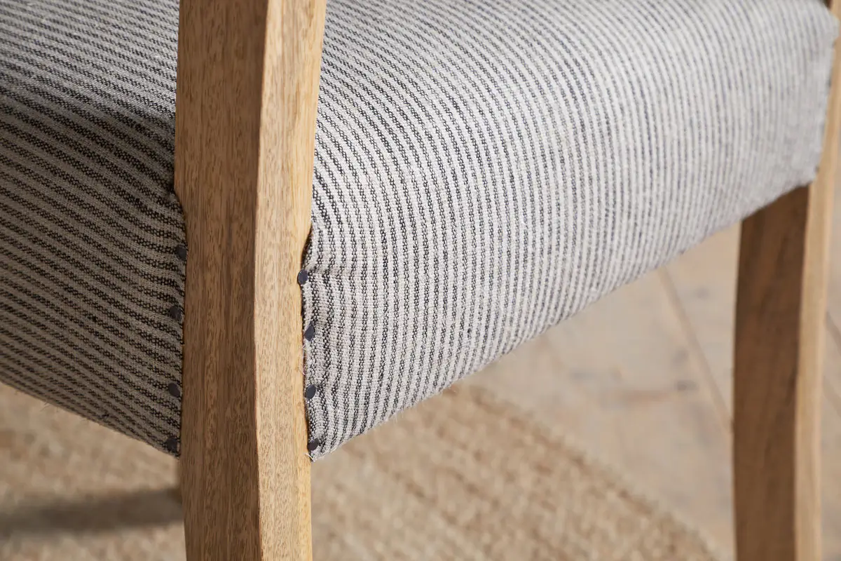 Nkuku - Nadeeka Linen Upholstered Dining Chair - Soft Grey