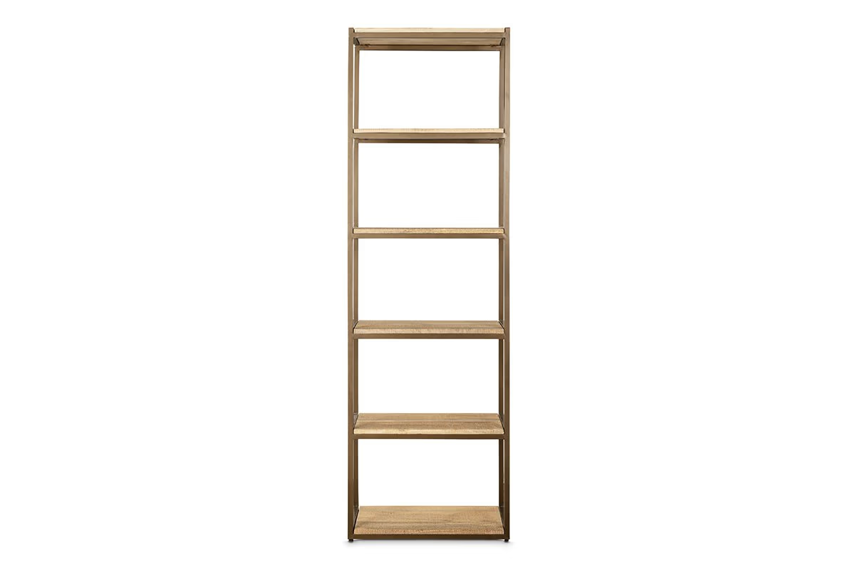 Nkuku - Marjori Mango Wood And Iron Standing Shelves - Narrow