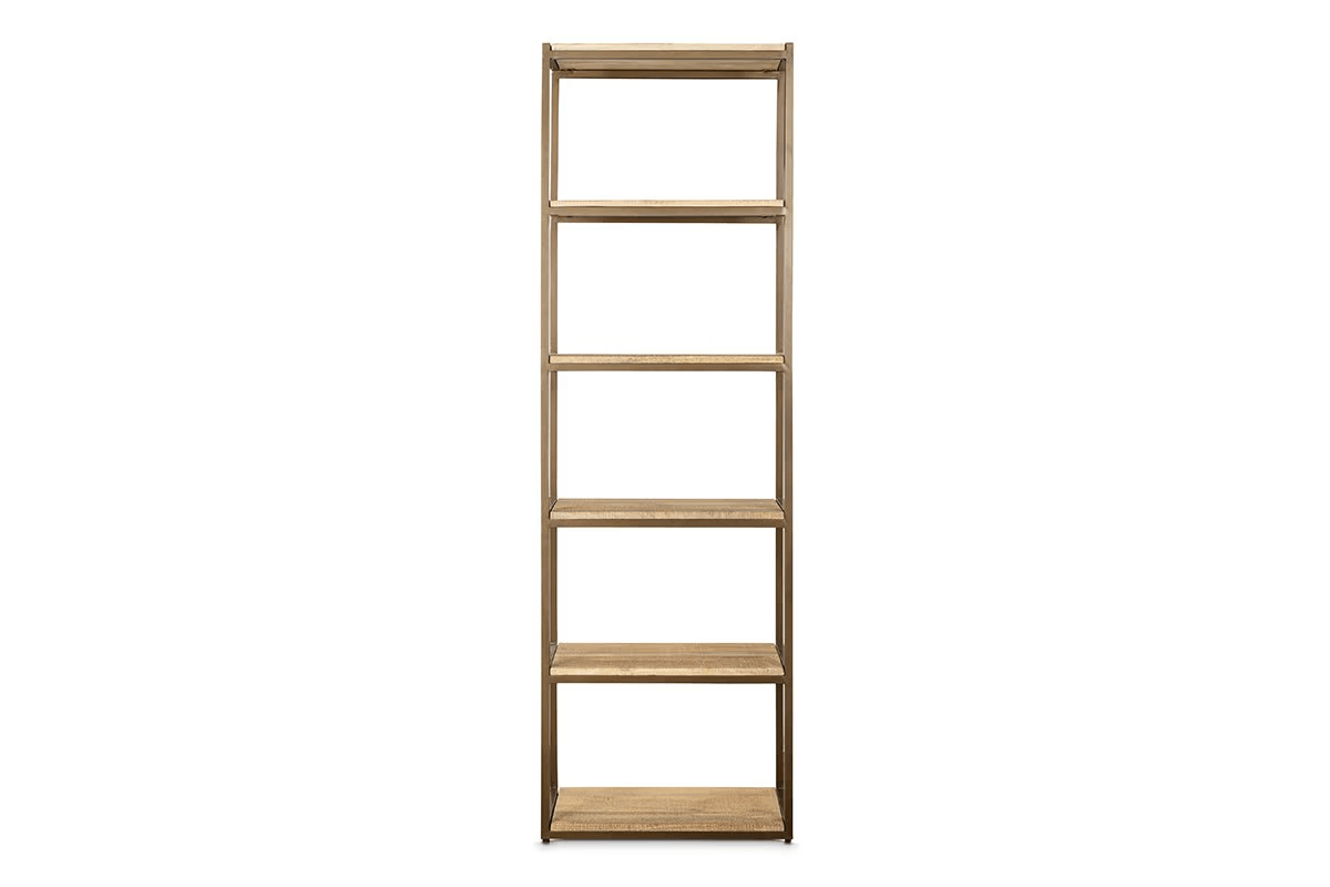 Nkuku - Marjori Mango Wood And Iron Standing Shelves - Narrow