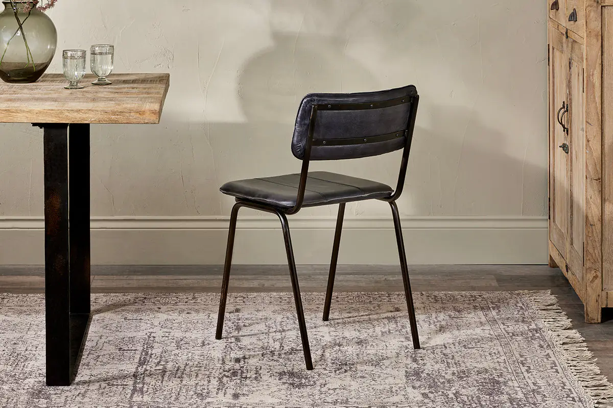 Nkuku - Ukari Leather Dining Chair - Aged Black
