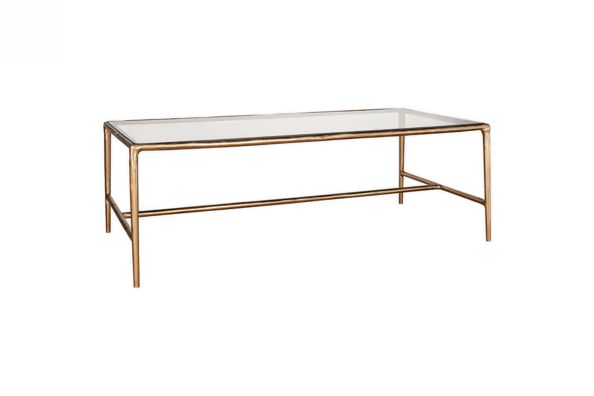 Nkuku - Gilasi Cast Metal & Glass Coffee Table - Antique Brass