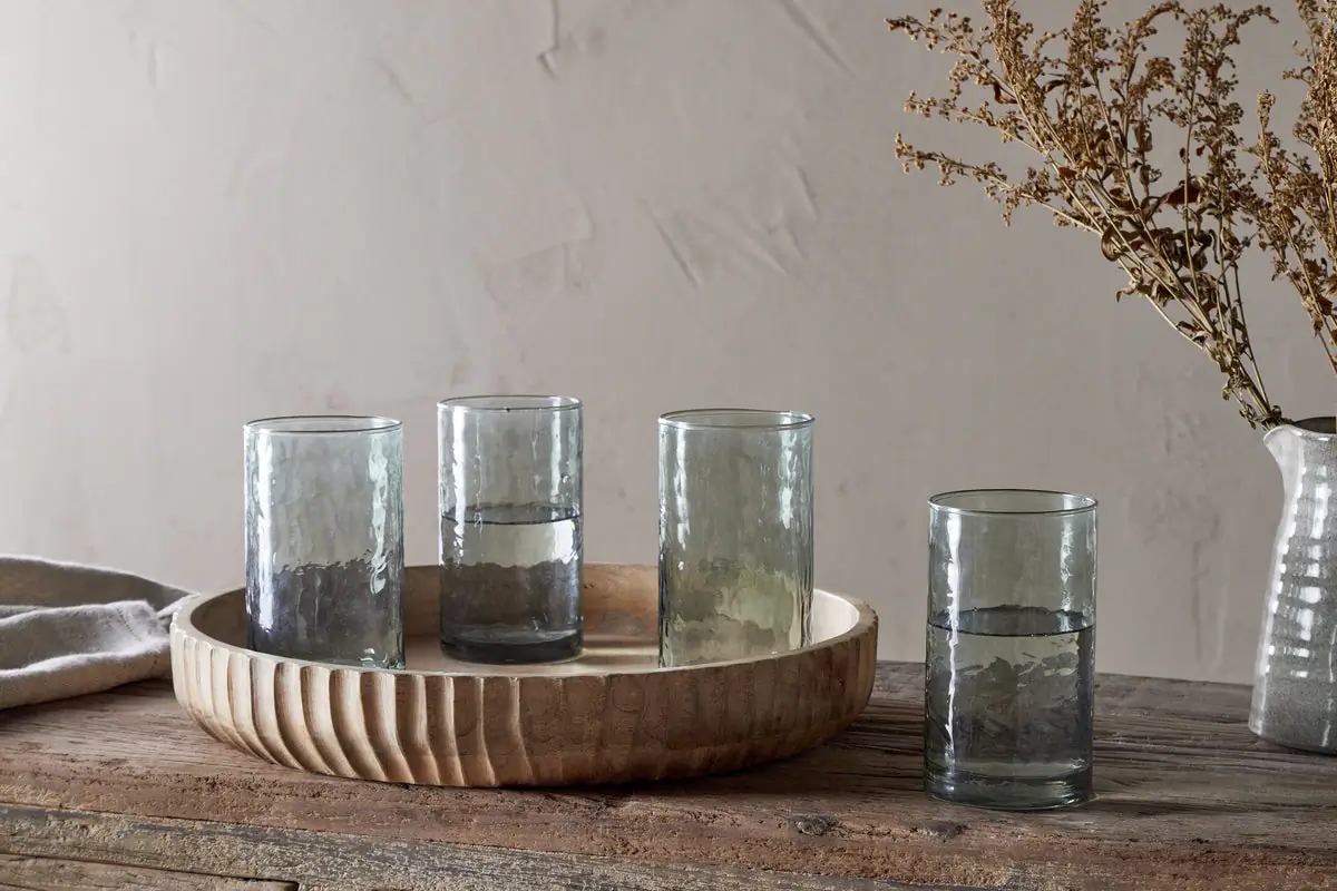 Nkuku - Yala Hammered Highball - Sage Green (Set of 4)