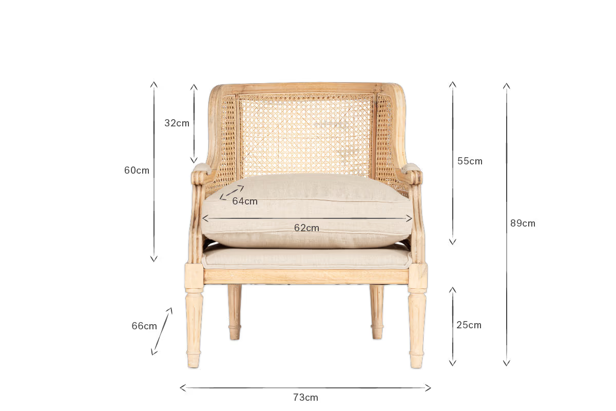 Nkuku - Kaziria Cane & Linen Armchair - Natural